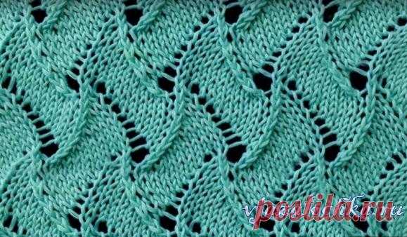 Ажурный узор спицами «Scroll Lace»