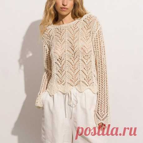 Полупрозрачный джемпер с ажурными мотивами (схема)