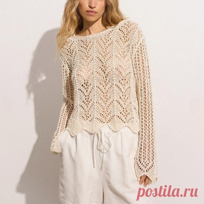 Полупрозрачный джемпер с ажурными мотивами (схема)