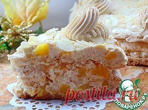 Кофейный торт с персиками и миндалем - кулинарный рецепт