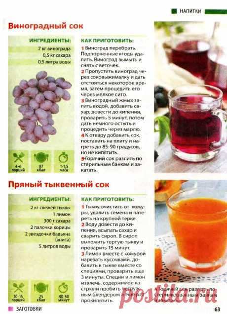 Виноградный сок. Пряный тыквенный сок