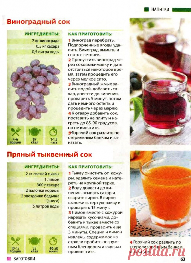 Виноградный сок. Пряный тыквенный сок