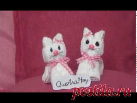 Gatitos de toalla, como hacer - YouTube