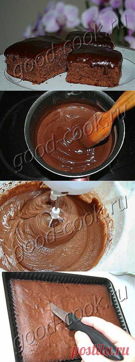Хорошая кухня - шоколадное пирожное с глазурью. Кулинарная книга рецептов. Салаты, выпечка.