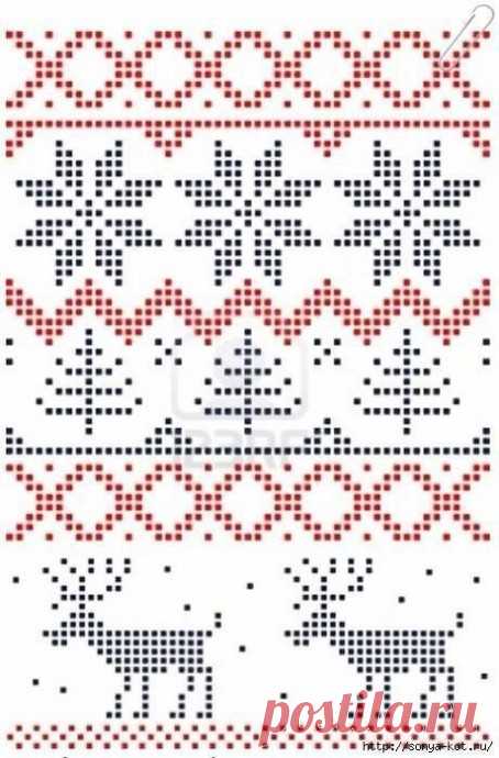 Схемы оленей для любителей вязать жаккардом