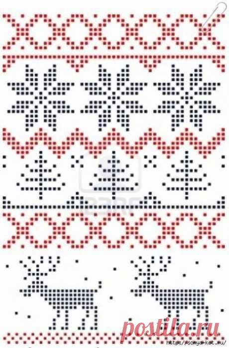Схемы оленей для любителей вязать жаккардом