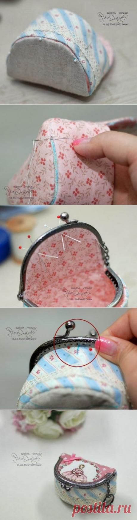 Необычная косметичка с фермуаром. Cosmetic bag with clasp. DIY tutorial ~ HandMadiya.com