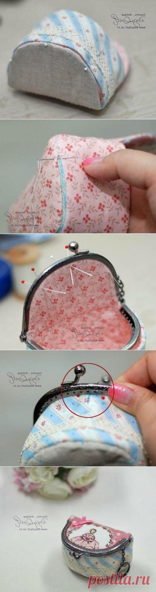 Необычная косметичка с фермуаром. Cosmetic bag with clasp. DIY tutorial ~ HandMadiya.com