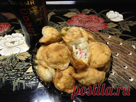 Жареные пельмени с рисом и крабовыми палочками — Вкусные рецепты