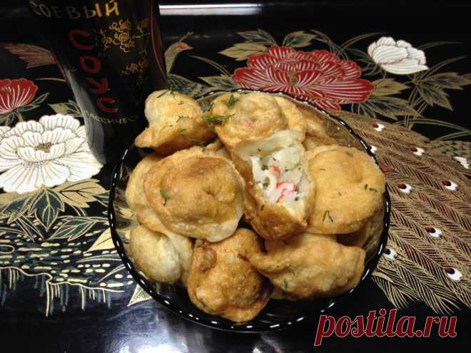 Жареные пельмени с рисом и крабовыми палочками — Вкусные рецепты