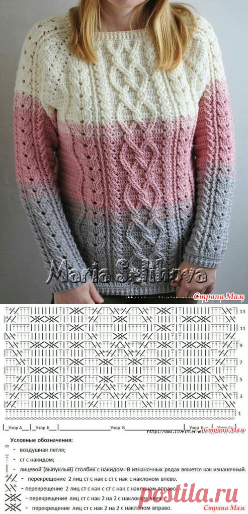 Пуловер с аранами крючком! - Хобби-клуб - Страна Мам