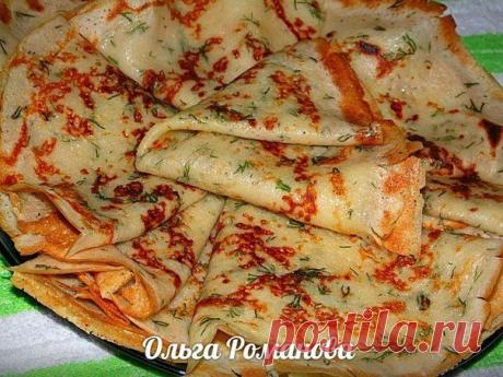 Сырные блинчики с зеленью (по рецепту Вероники Крамарь )
Автор: Ольга Романова

Очень вкусные и нежные блинчики 
Копирую рецепт автора ;
Нам потребуется:
молоко 1,5 стакана
яйцо 2 шт
мука 1 стакан
сыр 150 гр
соль 1 ч. л
сахар 1 ч. л
разрыхлитель 1 ч. л
растительное масло 2 ст. л
укроп пару веточекПальчики оближешь!