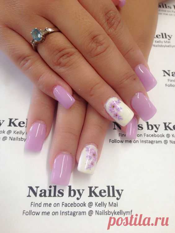 spring+gel+nail+designs | Gel nails with spring flowers | nail design
