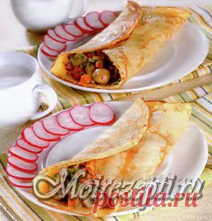 Сытные блинчики с грибной начинкой