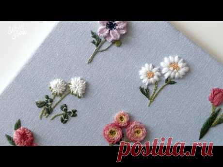 [프랑스 자수 SUB] 데이지&토끼풀 자수 Daisy&Clover Hand Embroidery