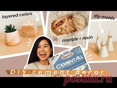 AESTHETIC CONCRETE DIY DECOR THAT’S FUNCTIONAL! | Marble Cement Resin Flowers, Candle Silicone Mold