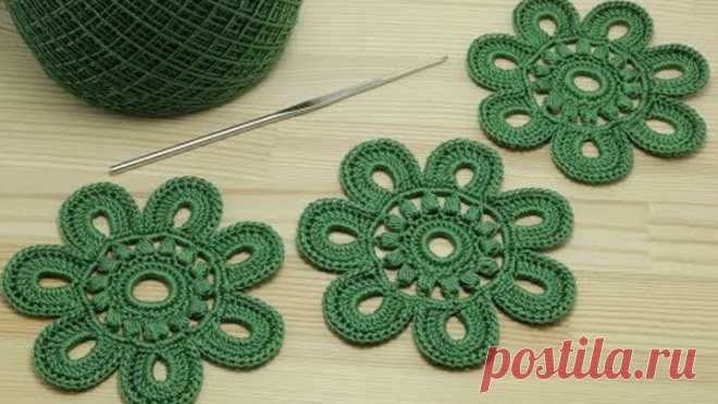 Вязание ЦВЕТКА крючком видео урок  - Crochet flower pattern