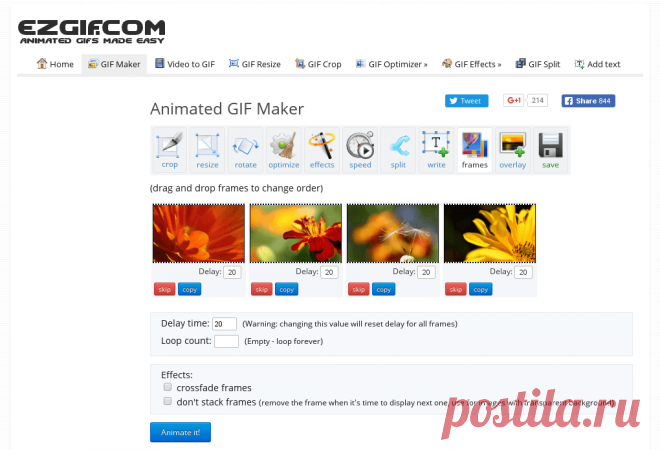 Онлайн анимированные GIF производитель Онлайн в формате GIF Maker, где можно создавать анимированные картинки, баннеры, слайд-шоу из последовательности изображений. Загрузить кадры и сделать GIF или объединить и редактировать уже существующие GIF-файлов
