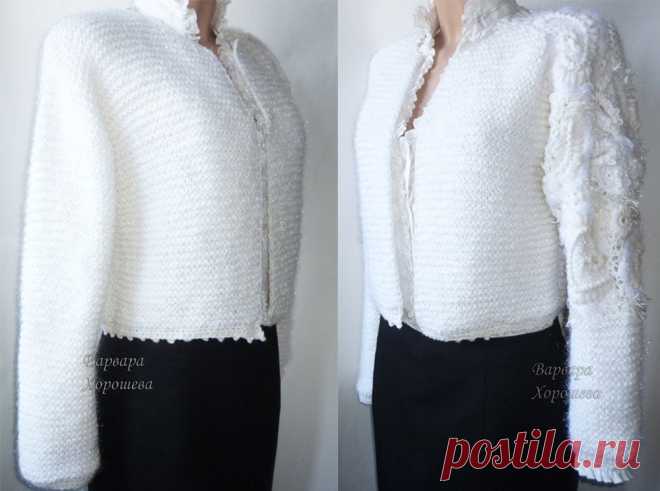 Белый вязаный жакет. Для торжественного случая и просто для улучшения настроения. А Вам нравится одежда белого цвета? Очень интересно прочитать ваши комментарии об этом.