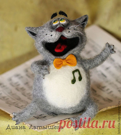 Купить Оперный кот Мяучано - серый, кот, серый кот, интерьерная игрушка, авторская игрушка