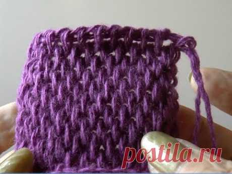Узор рогожка тунисским крючком (Tunisian crochet knitting pattern)