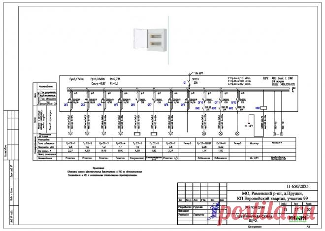 Проект электрики дома пример 1156