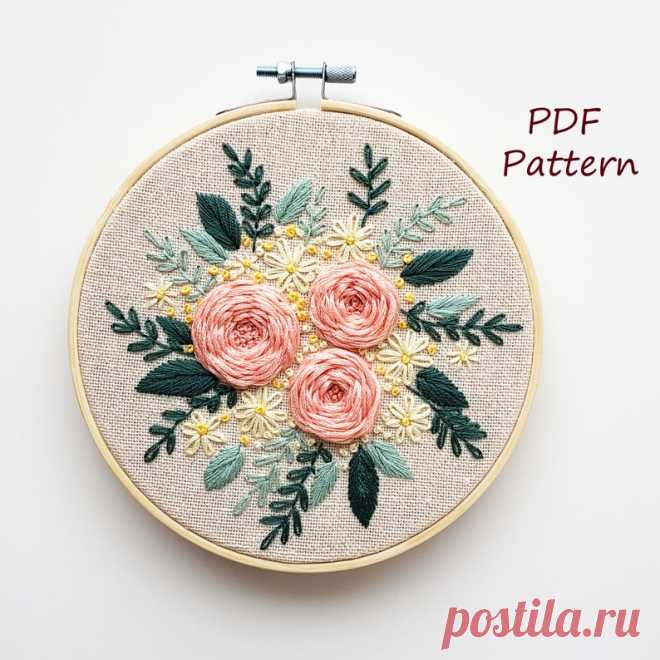 Flower Embroidery Pattern Pdf Embroidery Pattern Easy | Etsy Moldova