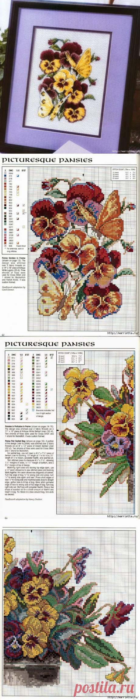Схема вышивки панно. АНЮТИНЫ ГЛАЗКИ | Вышивка крестом