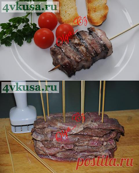Шашлык из свинины (шея) в ореховом маринаде с грушами | 4vkusa.ru