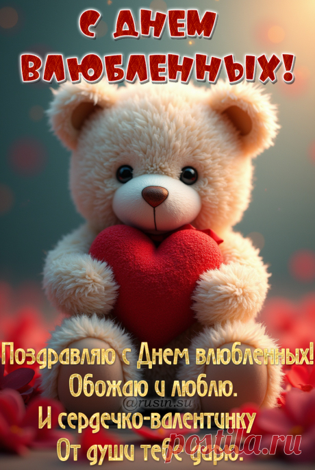 Поздравляю с Днем святого Валентина, открытка валентинка, день влюбленных, 14 февраля