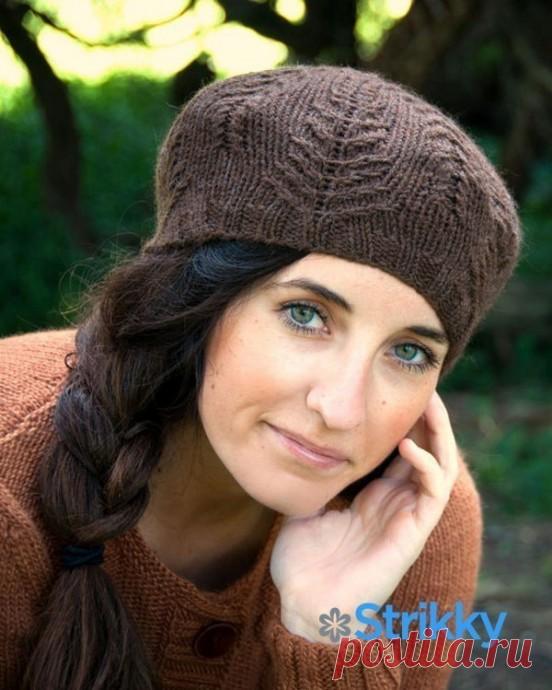 Берет от Alana Dakos, вязаный узором &laquo;Папоротник&raquo;