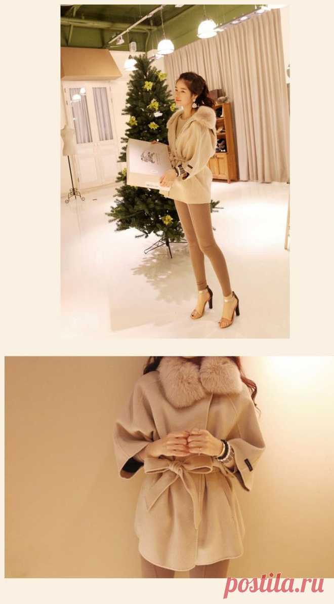 пальто, Aliexpress.com : Buy New fashion women wool coats fur with cap female woolen cloak outerwear fur collar medium long blended wool coat from Reliable coat faux fur suppliers on Green--Shanghai Eagle Industrial Co., Ltd