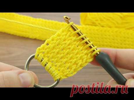 💯Wowww💯🍂 very easy Tunisian crochet bag handle model explanation #crochet