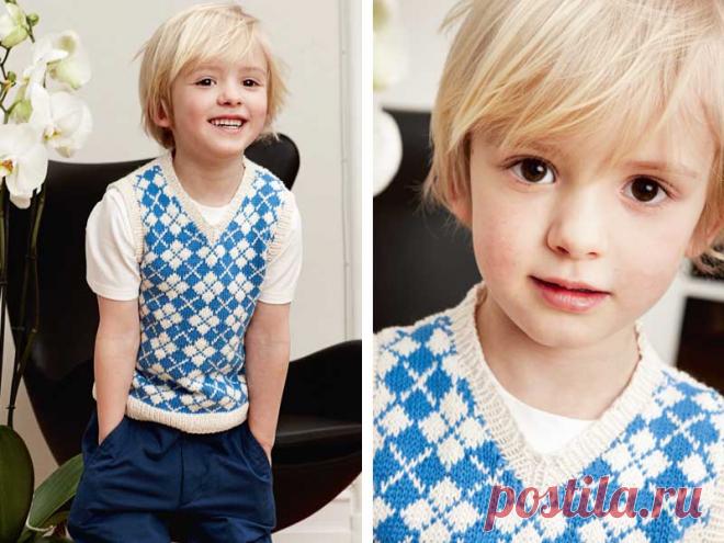 Классический жилет для мальчика - схема вязания спицами. Вяжем Жилеты на Verena.ru