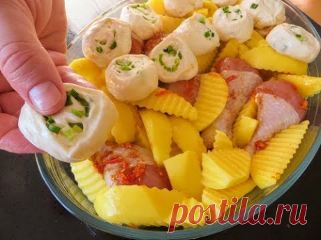 Остался стакан кефира - шикарный ужин гарантирован! Картошка с мясом и тестом в духовке