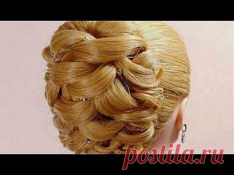 на выпускной, свадебная прическа. Wedding prom hairstyle for long hair - YouTube