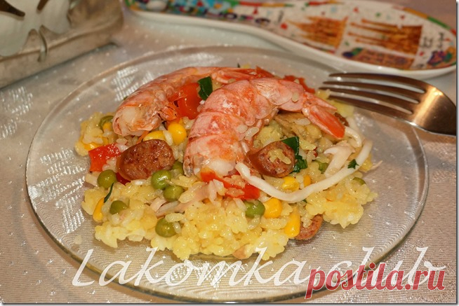 Паэлья с курицей и морепродуктами lakomka.club -