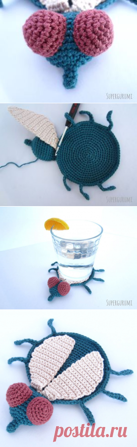 Amigurumi Fliegen Untersetzer häkeln - Supergurumi