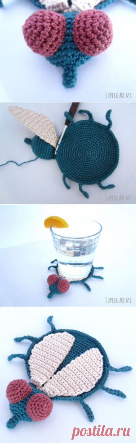 Amigurumi Fliegen Untersetzer häkeln - Supergurumi