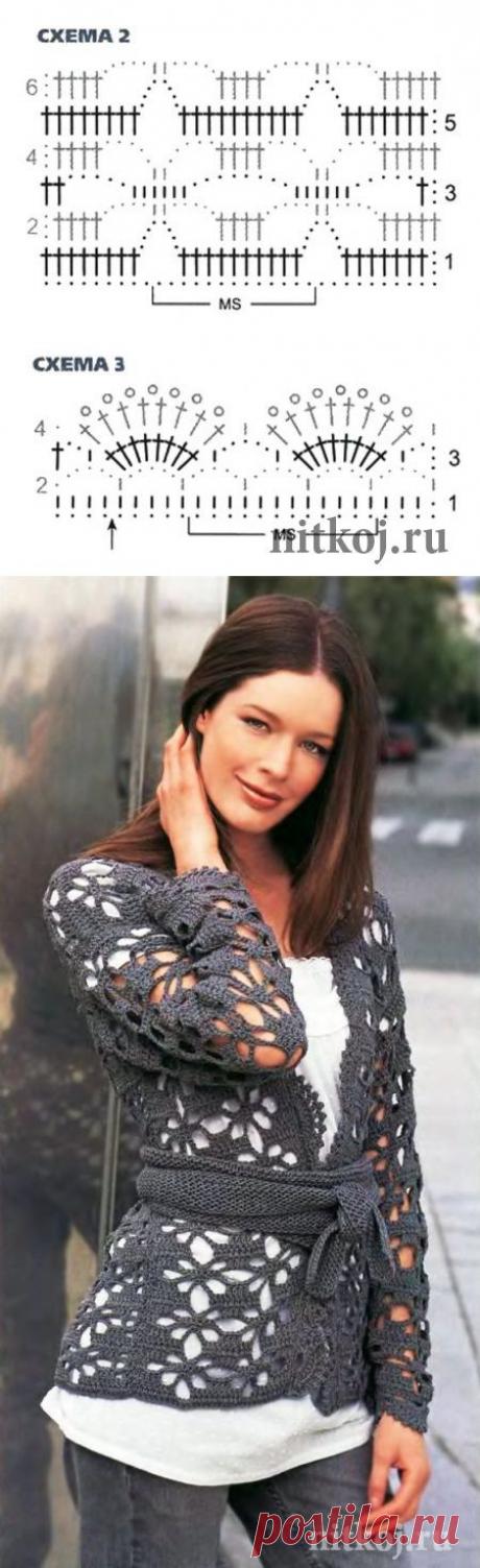 Серый жакет крючком » Ниткой - вязаные вещи для вашего дома, вязание крючком, вязание спицами, схемы вязания