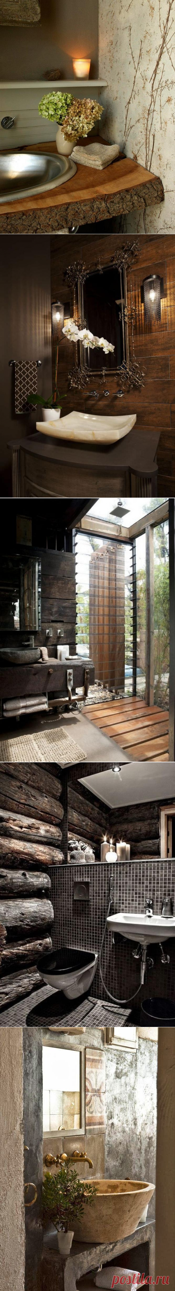 Дерево в ванной комнате: 30 вариантов декора — Roomble.com