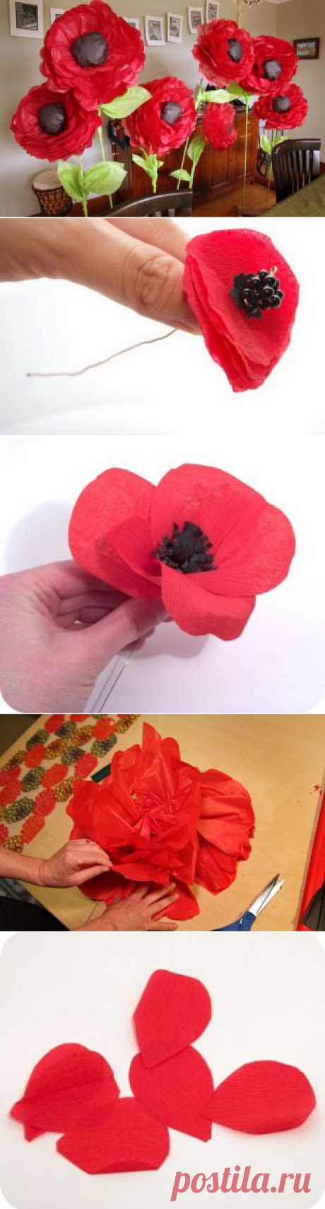Маки из гофрированной бумаги
