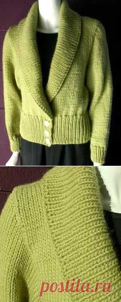 Easy Knitting Patterns - Shawl Collar Cardigan Sweater Knitting Pattern
