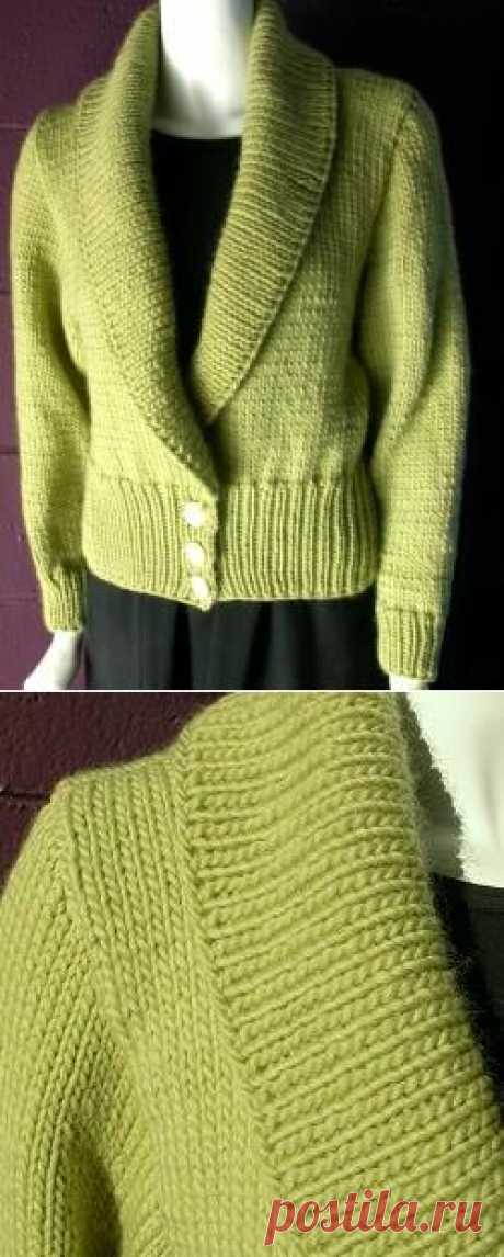 Easy Knitting Patterns - Shawl Collar Cardigan Sweater Knitting Pattern