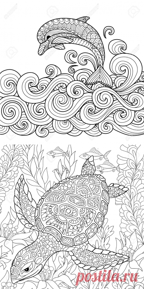 Раскраски антистресс"Морские животные"