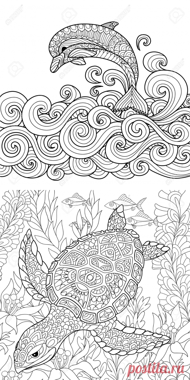 Раскраски антистресс"Морские животные"