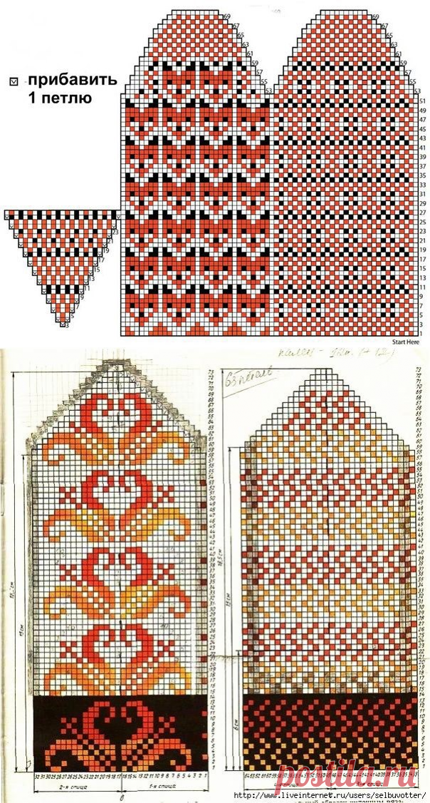 Схемы жаккардовых узоров для варежек и других зимних вещей