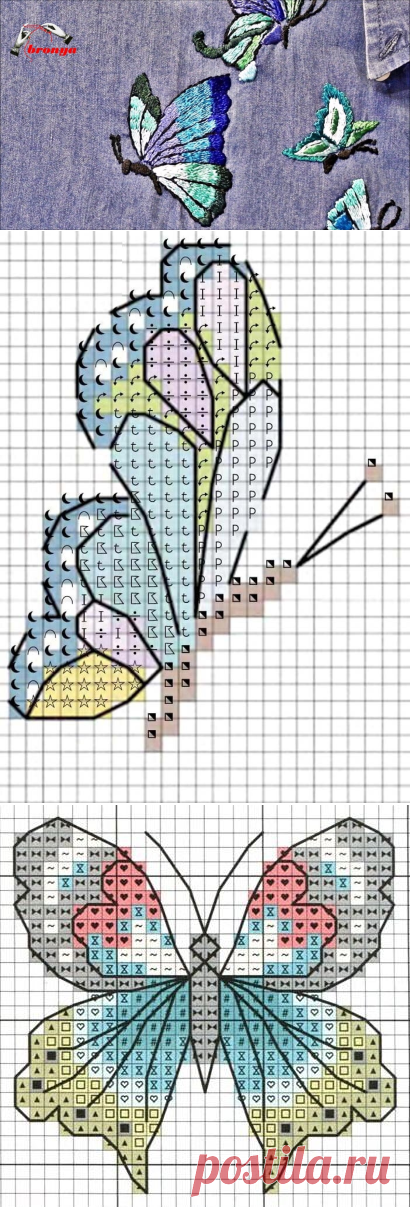 Вышивка гладью на рубашке. Бабочка. Идеи для вдохновения!!! | Вязание с Irina Bronya | Дзен