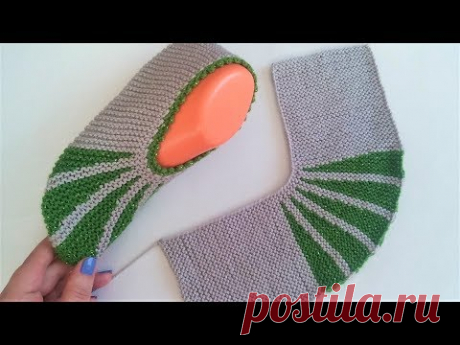 yaprak modelli kolay bayan patik modeli / örgü patik / iki şiş ile patik yapılışı