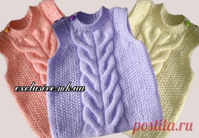 Жилет спицами для малышей от 6 месяцев до 2-х лет | Салон эксклюзивного вязания